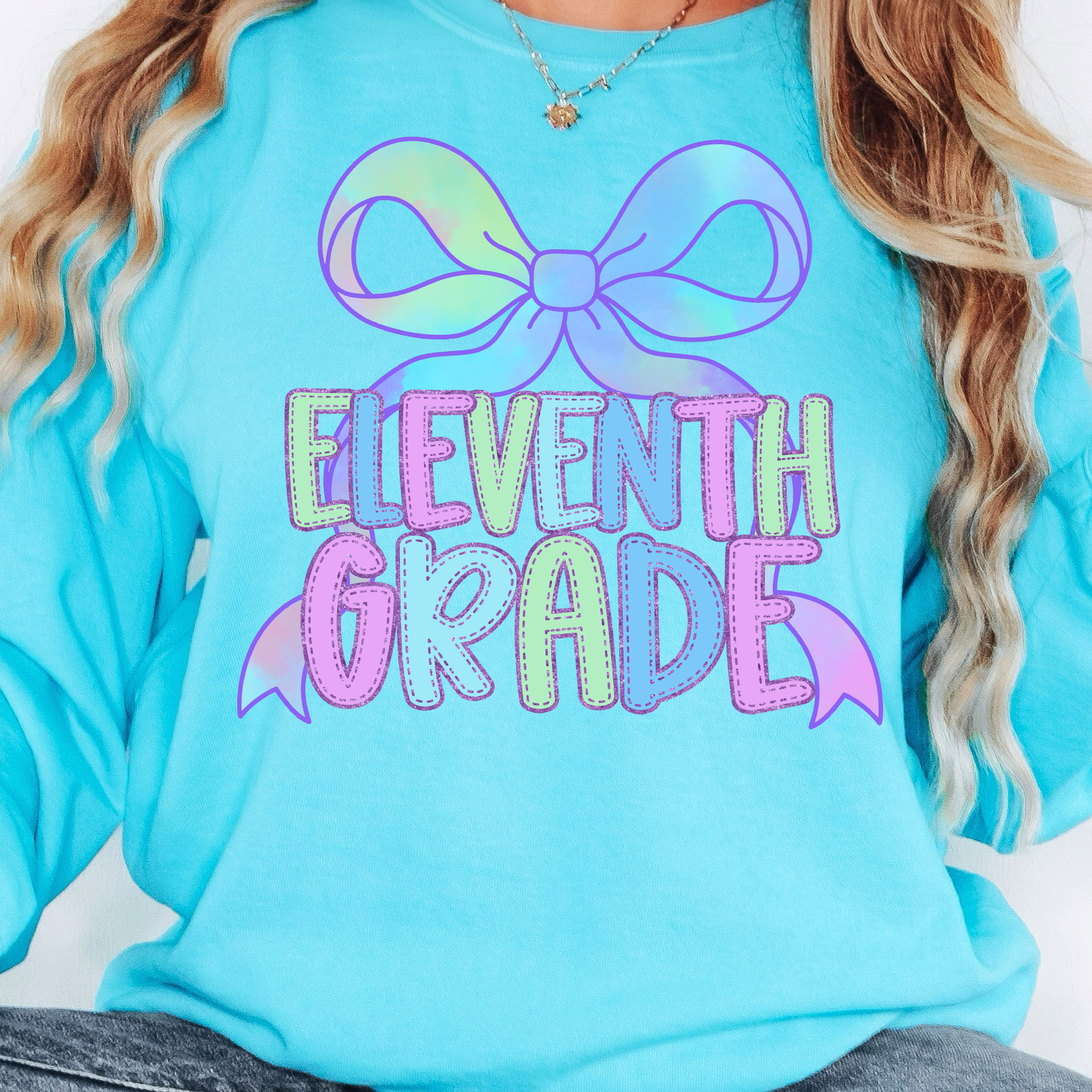 Back To School Middle High Watercolor Bow  DTF Print