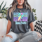 Back To School Repeat Pastel Checker Pencil Middle High Teacher DTF Print