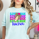 Eleventh Grade Teacher Bookworm Repeat Leopard Pencil DTF Print