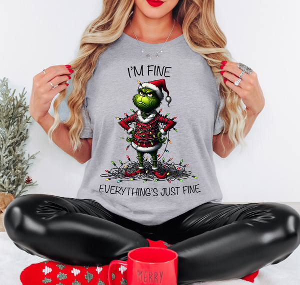 Im Fine Everything Is Fine Christmas Grinch DTF Print