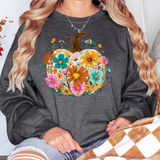 Fall Boho Floral Pumpkin DTF Print