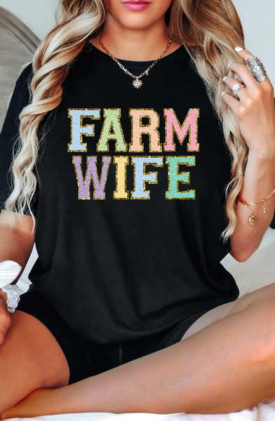 Farm Wife Faux Chenille Patch DTF Print