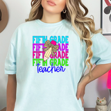 Fifth Grade Teacher Bookworm Repeat Leopard Pencil DTF Print