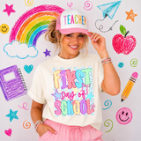 First Day of School Preppy Stripes DTF Print