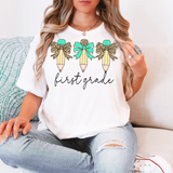 Back To School Teal Leopard Pencil Trio Elementary DTF Print