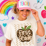 Preppy Cheetah Apple Stripes Back to School DTF Transfer