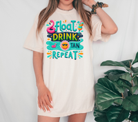 Float Drink Tan Repeat DTF Print