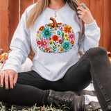 Bright Floral Pumpkin DTF Print