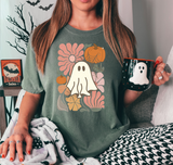 Floral Pumpkin Ghost DTF Print