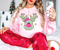 Coquette Floral Reindeer DTF Print