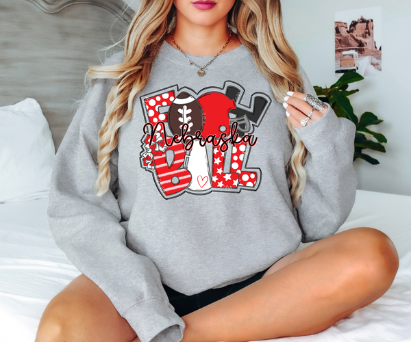 Nebraska Football Cheer Word Art DTF Print