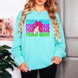 Back To School Repeat Neon Pink Pencil Elementary DTF Print