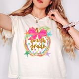 Back to School Preppy Painted Glitter Apple DTF Print
