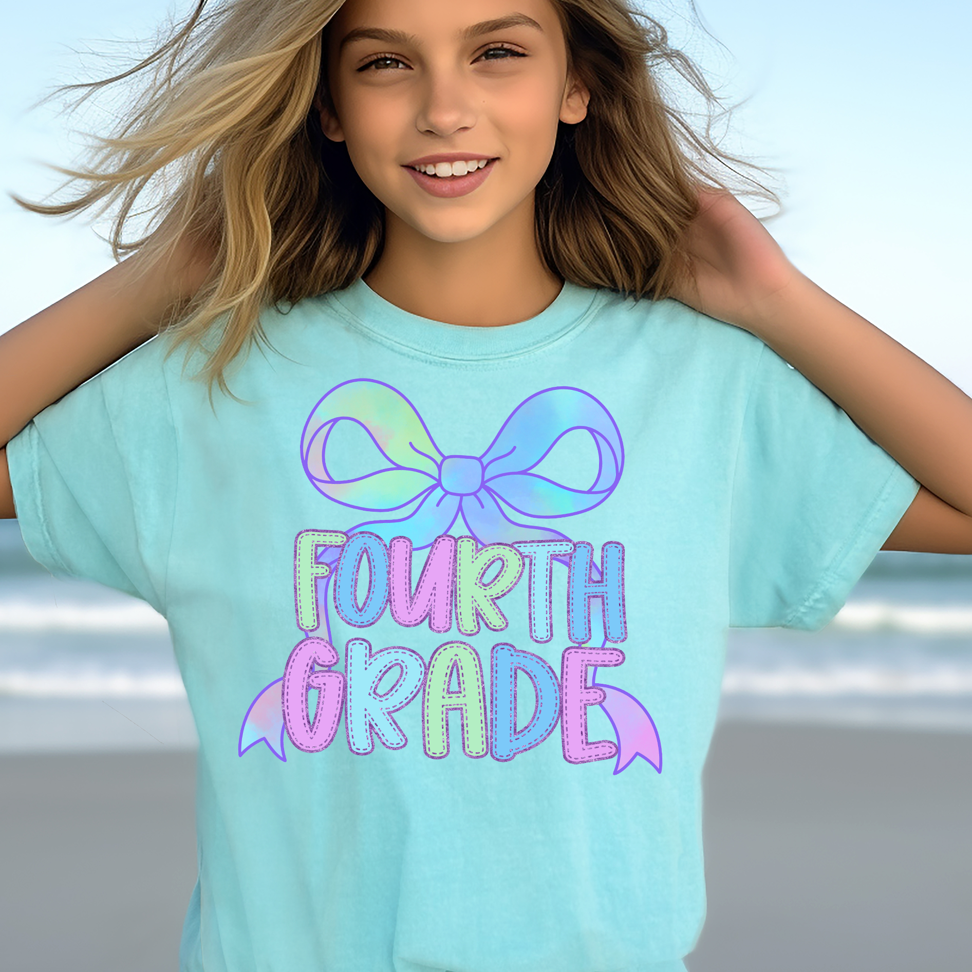 Back To School Elementary Watercolor Bow DTF Print