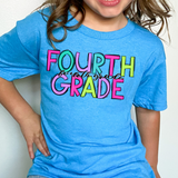 Neon Doodle Fourth Grade DTF Print