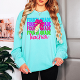 Back To School Repeat Neon Pink Pencil Elementary Teacher DTF Print