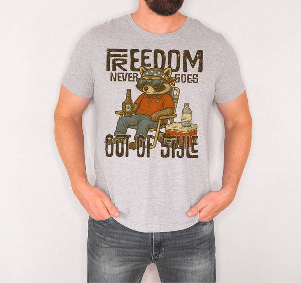 Freedom Never Goes Out Of Style Raccoon DTF Print