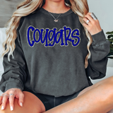Funky Cougars Faux Glitter Outline DTF Print