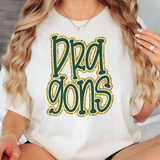 Funky Dragons Stacked Faux Glitter Outline DTF Print