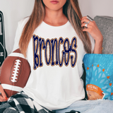 Funky Broncos Faux Glitter Outline DTF Print