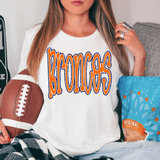 Funky Broncos Faux Glitter Outline DTF Print