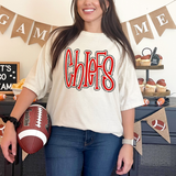 Funky Chiefs Faux Glitter Outline DTF Print