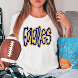 Funky Eagles Faux Glitter Outline DTF Print