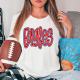 Funky Eagles Faux Glitter Outline DTF Print