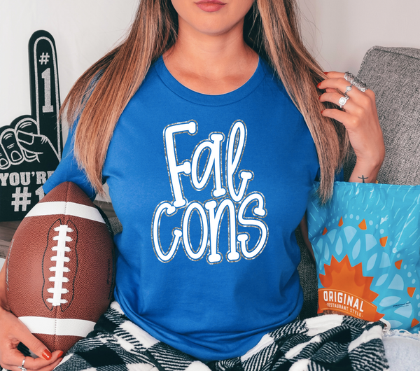 Funky Falcons Faux Glitter Outline DTF Print