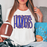 Funky Hornets Faux Glitter Outline DTF Print