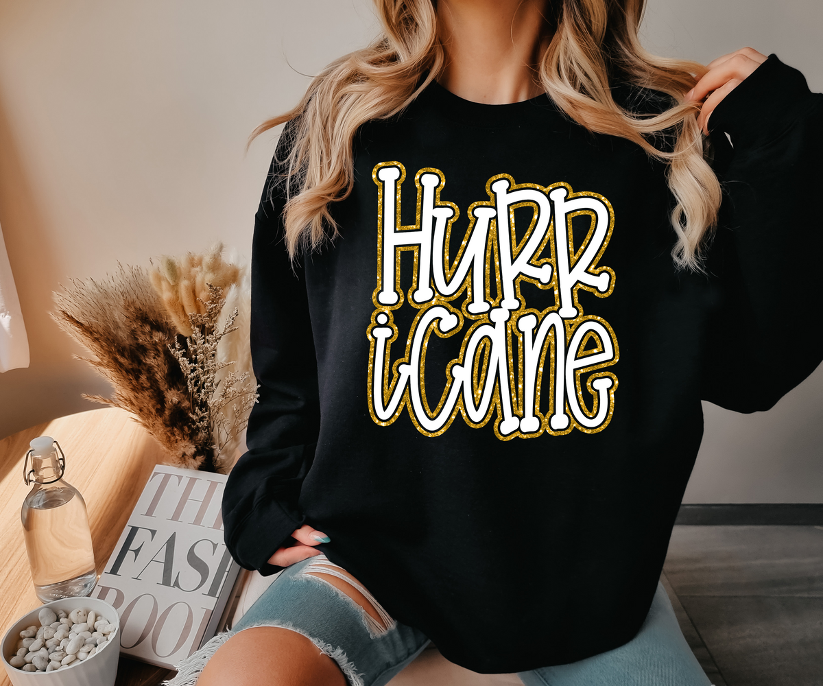 Funky Hurricane Faux Glitter Outline DTF Print – Torch Light