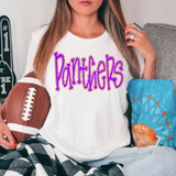 Funky Panthers Faux Glitter Outline DTF Print