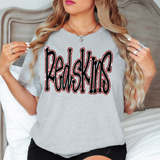 Funky Redskins Faux Glitter Outline DTF Print