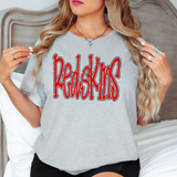 Funky Redskins Faux Glitter Outline DTF Print