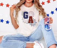 Fireworks GA Georgia Faux Glitter DTF Print