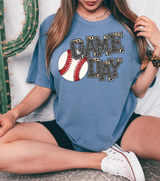 Game Day Baseball Faux Glitter DTF Print