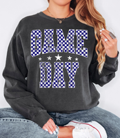 Checker Game Day Navy DTF Print