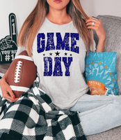 Checker Game Day Royal Blue DTF Print