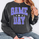 Checker Game Day Royal Blue DTF Print