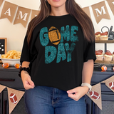 Distressed Game Day Football Glitter Effect DTF Print