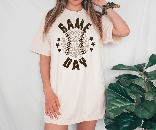 Game Day Leopard Baseball Distressed DTF Print