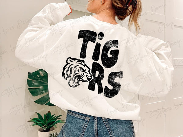 Distressed Tigers Stacked Grunge DTF Print