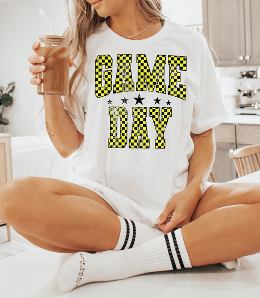 Checker Game Day Yellow DTF Print