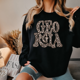 Georgia Vintage Shadow Outline in Faux Sequin Leopard DTF Print