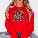Georgia Vintage Shadow Outline in Faux Sequin Leopard DTF Print