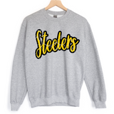 Steelers Crackle Cursive DTF Print