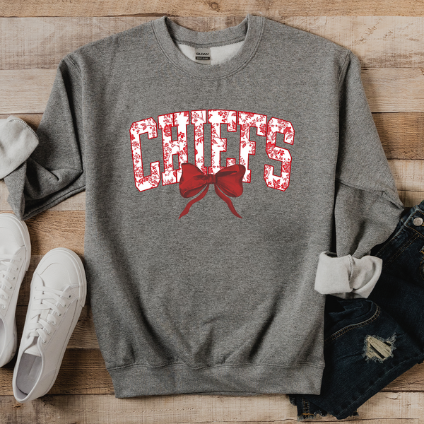 Chiefs Red Floral Red Bow DTF Print