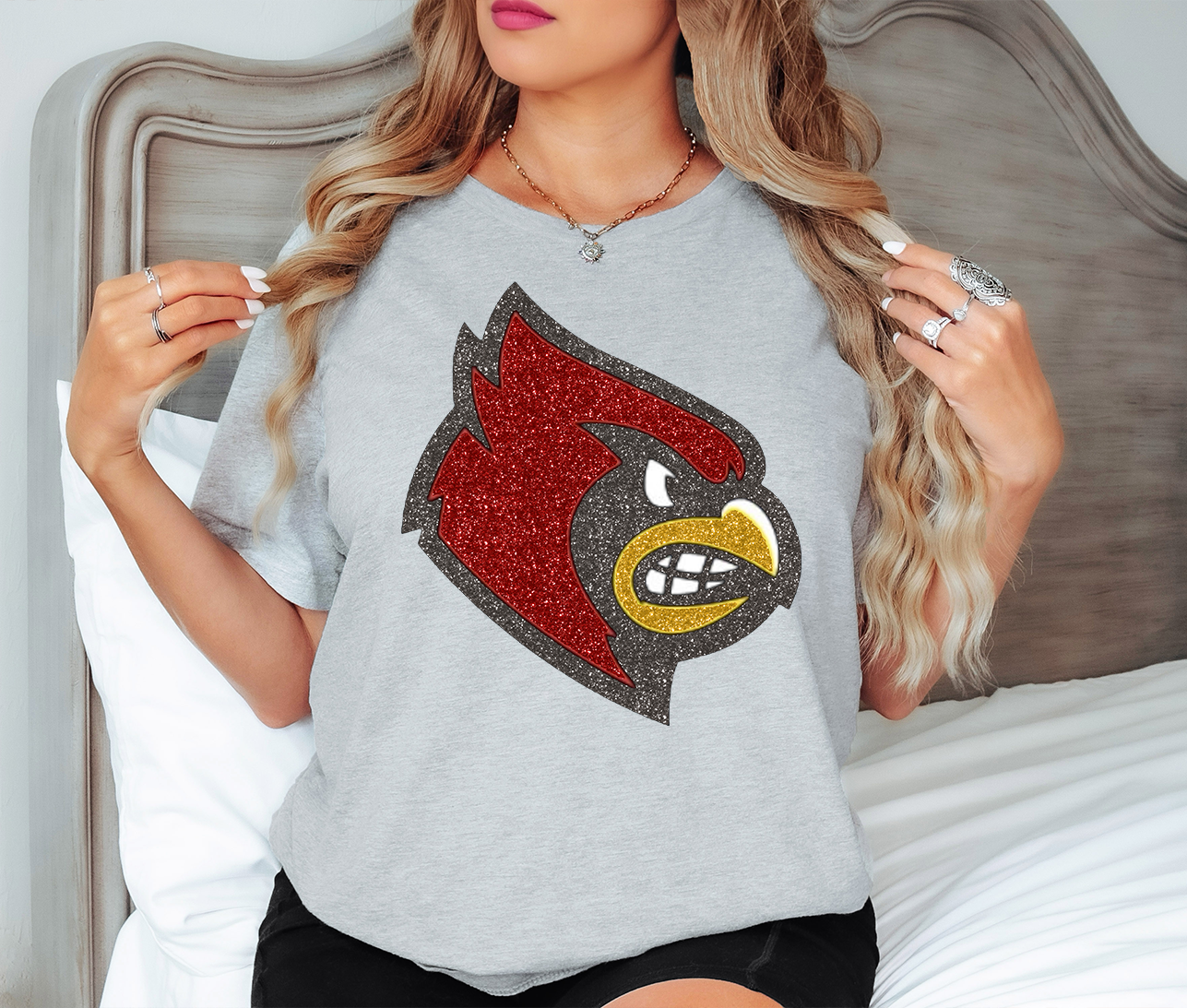 Glitter Effect Cardinal Face DTF Print – Torch Light