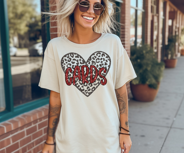 Cards Faux Glitter Heart DTF Print