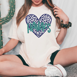 Hawks Faux Glitter Heart DTF Print